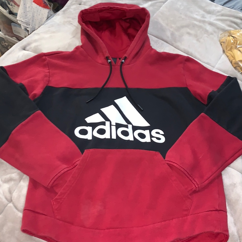 Adidas Red and Black Hoodie